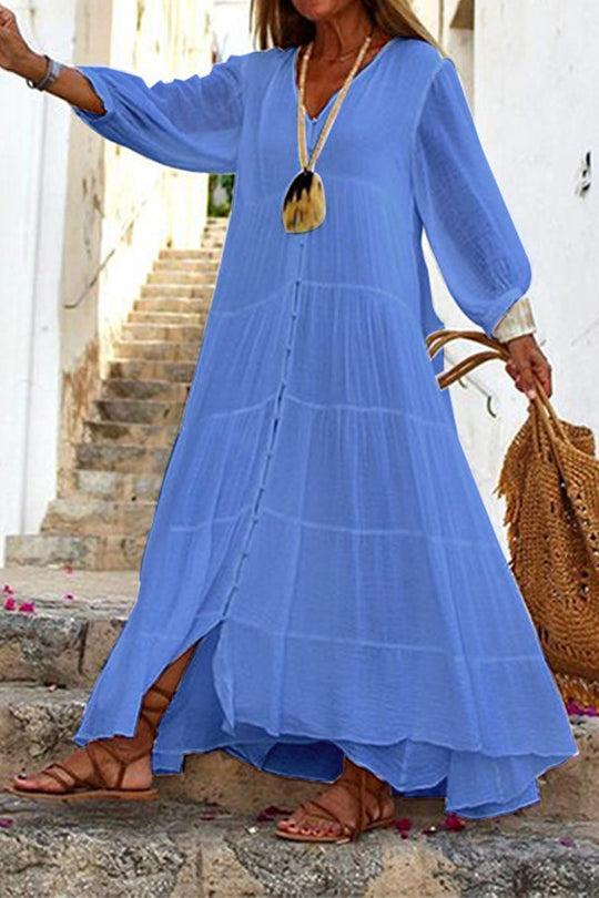 EB | Seraphina Maxikleid aus Baumwolle mit Knopfleiste und Stufen-Design
