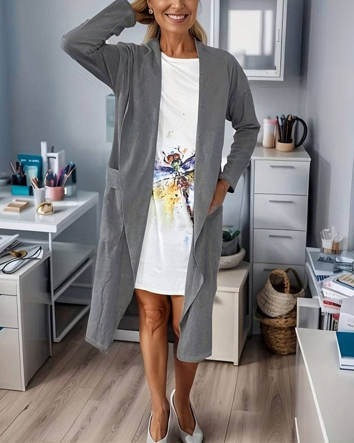 EB | Langer Mantel Lässig Hochwertig Moderner Stil Ideal Für Den Winter