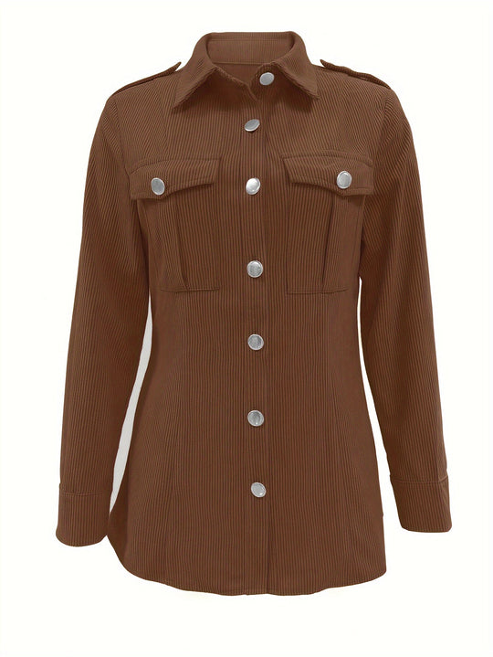 EB | Lete Jacke Aus Cord mit Druckknöpfen Polyester Lässig und Trendy