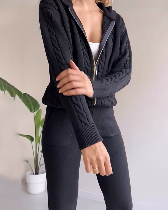 EB | Lässiges Jacquard-Cardigan-Set mit Twist-Design