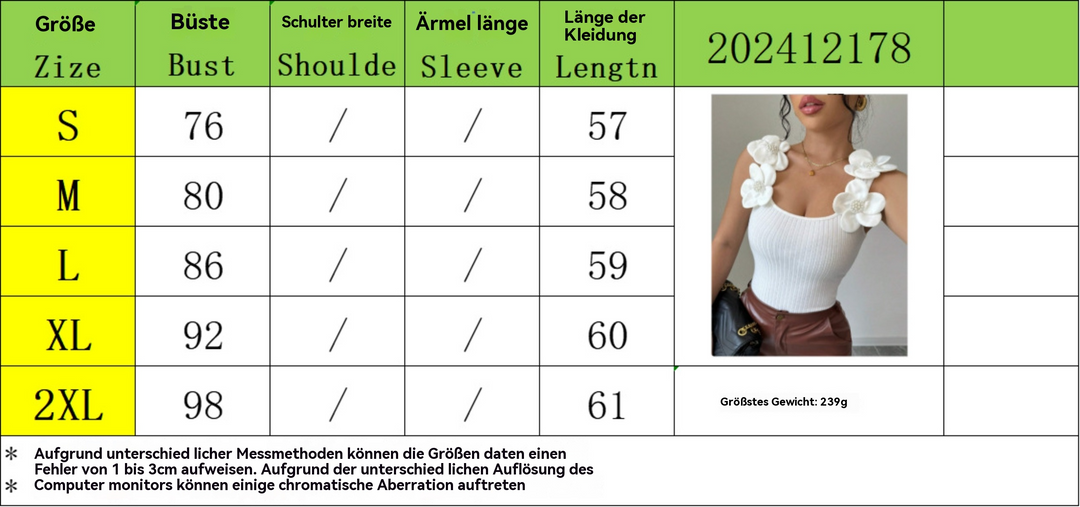 EB | Dreidimensionales ärmelloses Strickoberteil mit Blumenverzierung