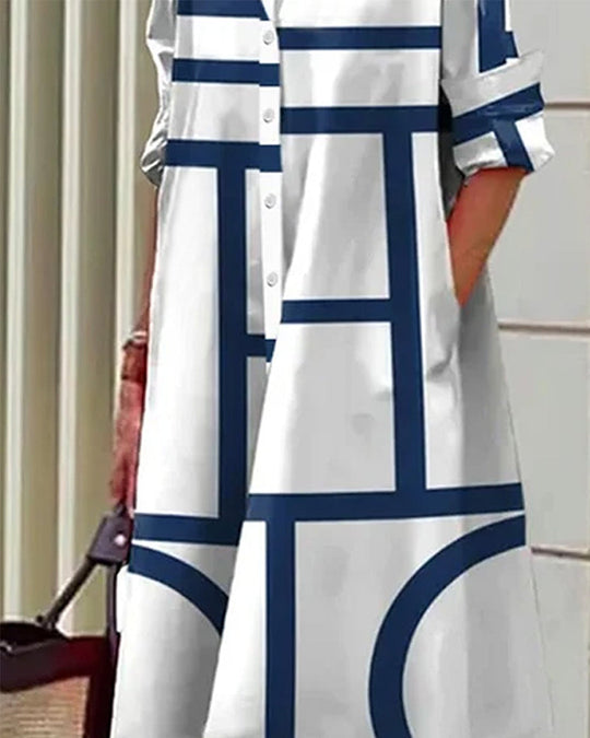 EB | Kleid mit Taschen und Geometrischem Druck