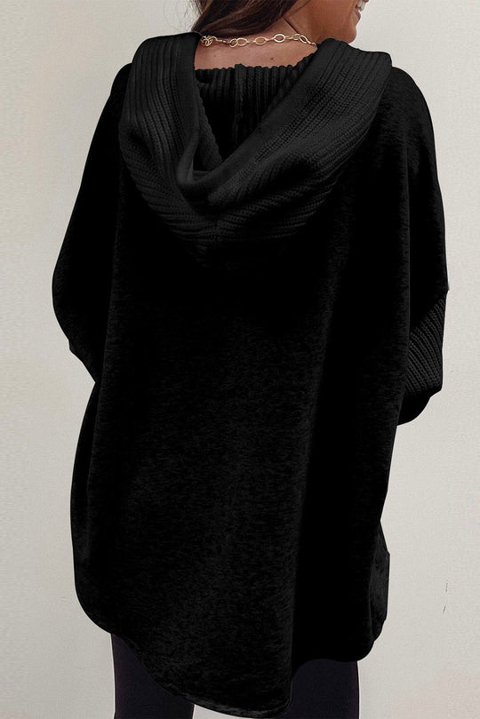 EB | Langärmelige Bluse mit Kapuze und Knöpfen Baumwollmischung Komfort und Stil