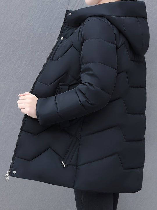 EB | Langes, lässiges Damen-Daunenjacke mit Kapuze
