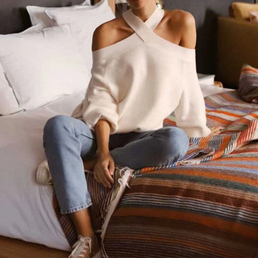 EB | Off-shoulder Pullover Weicher Strick Trendy und Elegant