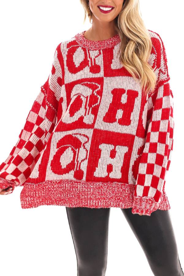 EB | Weihnachtsbriefe Rundhals Langarm Locker Gestrickter Pullover