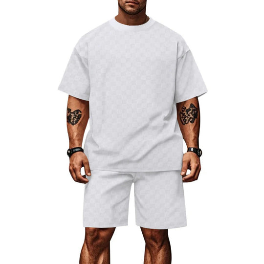 EB | Schachbrettmuster Kurzarm-Shorts-Set