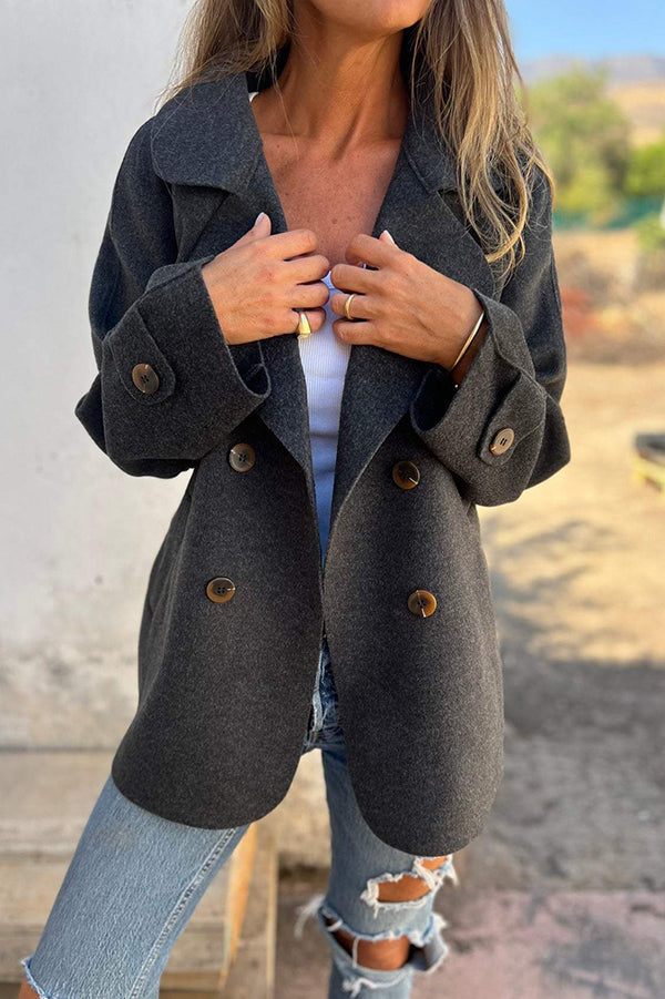 EB | Farbe Revers Langarm Knopf Freizeitjacke