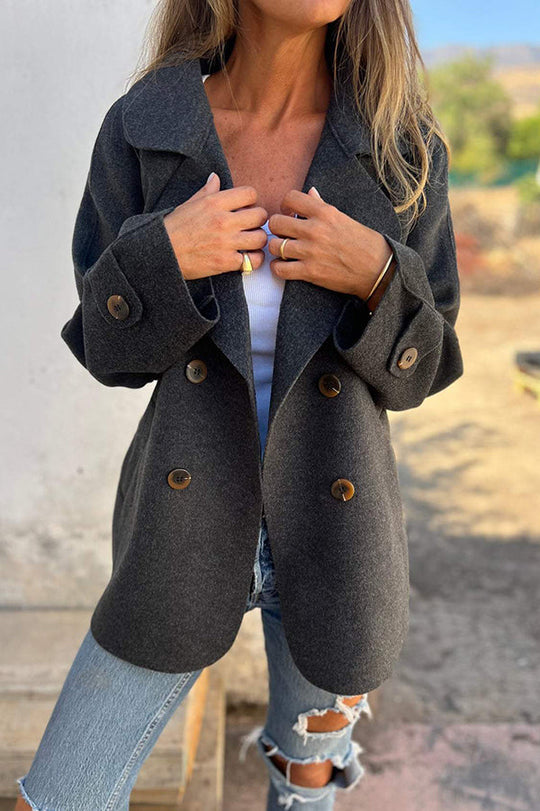 EB | Farbe Revers Langarm Knopf Freizeitjacke