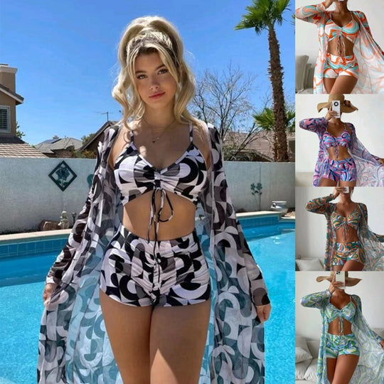 EB | Bedrucktes dreiteiliges Bikini-Set