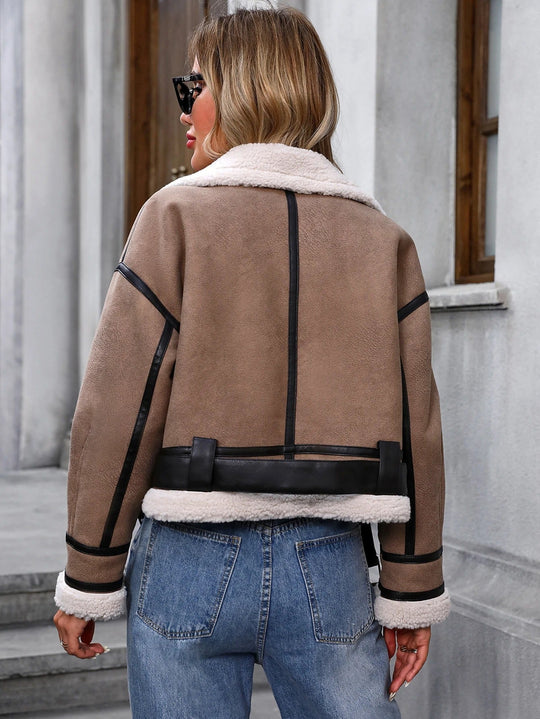 EB | Samt Kurze Jacke mit Reißverschlussdetail