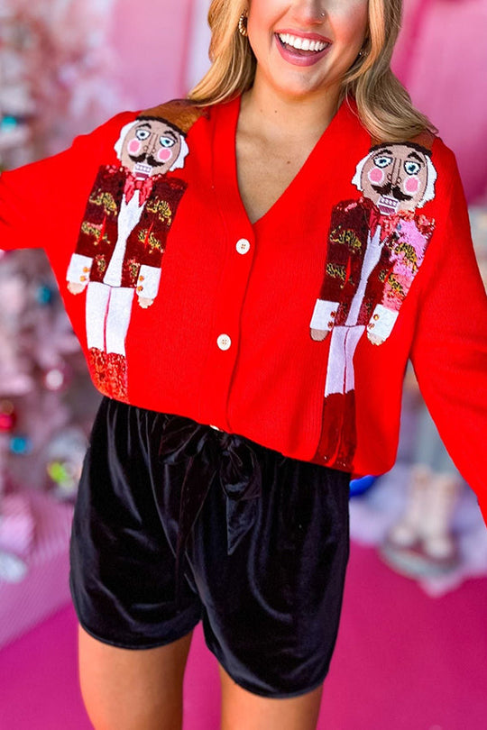 EB | Weihnachtsnussknacker Pailletten Freizeit Strickjacke