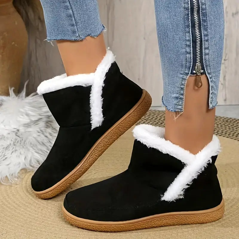 EB | Damen Plüschfell Winter Stiefeletten