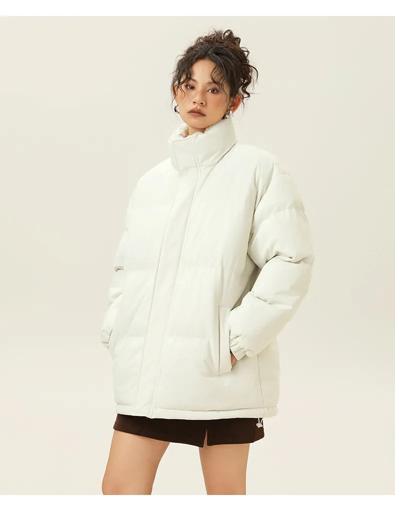 EB | Lockere Jacke mit Stehkragen aus dickem, warmem Baumwollstoff