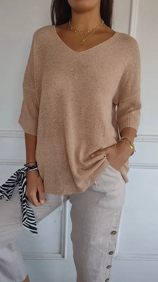 EB | Bequemes Damen Stricktop mit V-Ausschnitt
