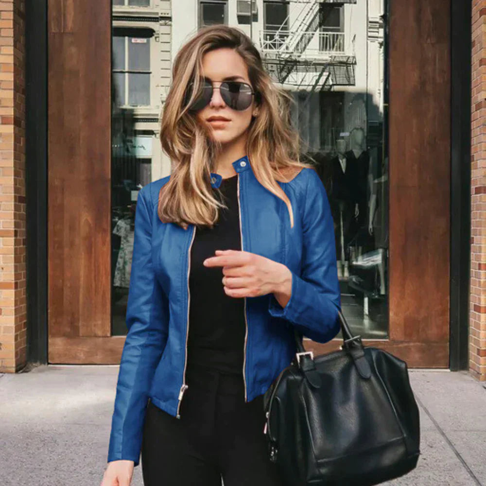 EB | Elegante Italienische Lederbikerjacke