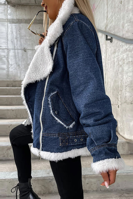 EB | Woll-Patchwork-Revers lockere lässige Jacke
