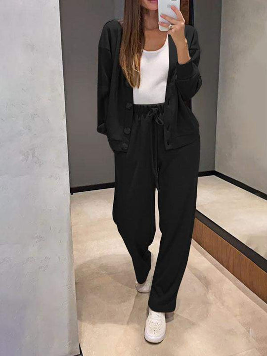 EB | lässiges V-Ausschnitt Pullover- und Hose-Set