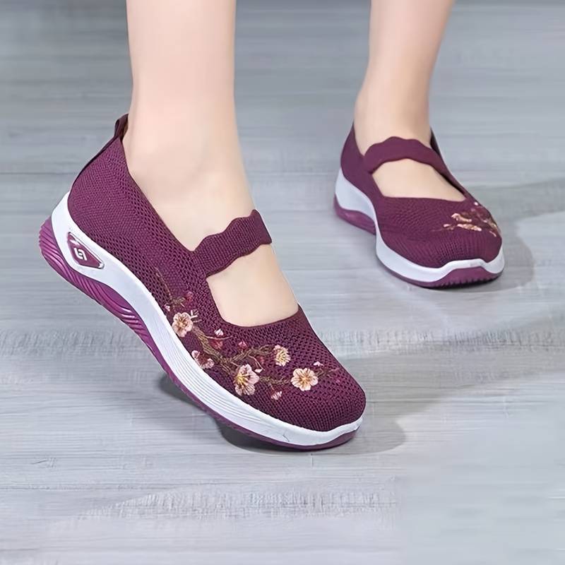 Orthopädische Florale Schwarze SlipOns EB