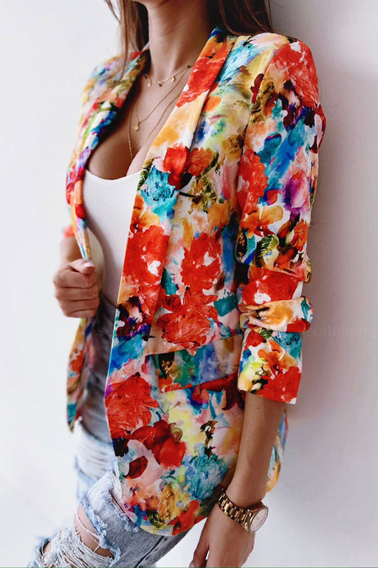 EB | Freie und Echte Florale Revers Freizeitanzug Blazer