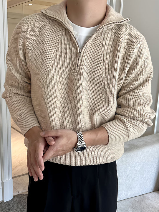 EB | Strickjacke mit Reißverschluss und Hohem Kragen Weich und Komfortabel Acryl