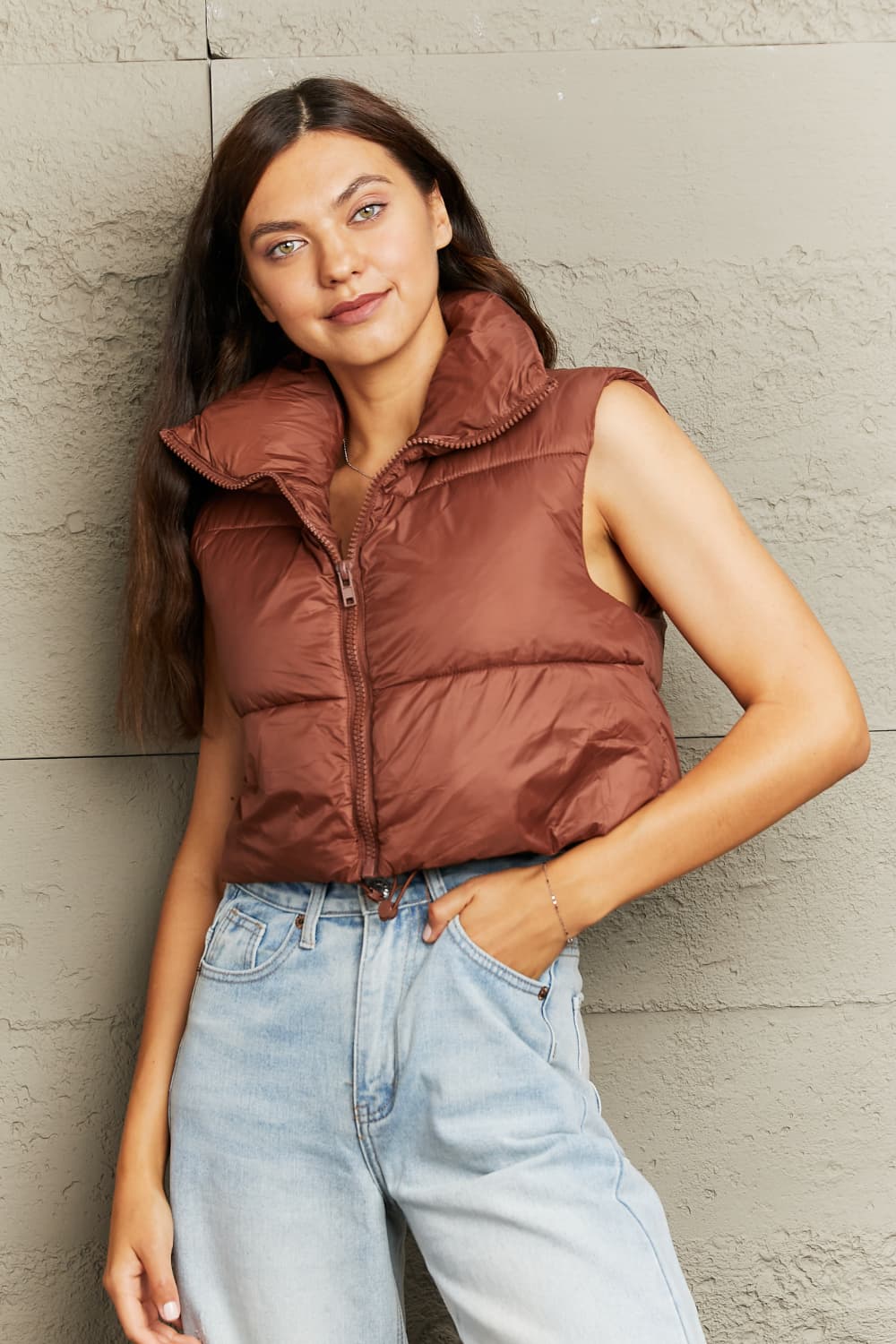 EB | Zip-Up Drawstring Puffer Weste