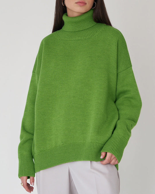 EB | Eleganter Oversized Damen Rollkragenpullover Aus Baumwolle