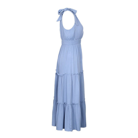 EB | Solide Farbe Strumpfhalter Pilz Rand hohe Taille Kleid