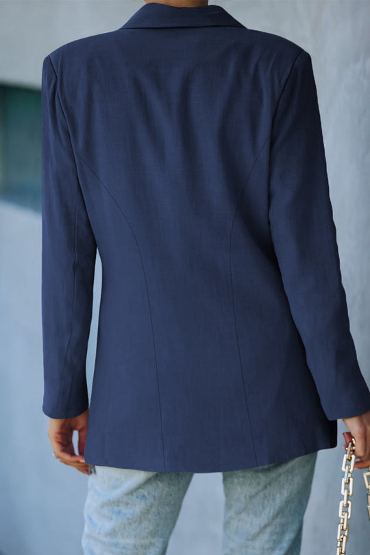 EB | Doppelreihiger Blazer mit gepolsterten Schultern und Taschen