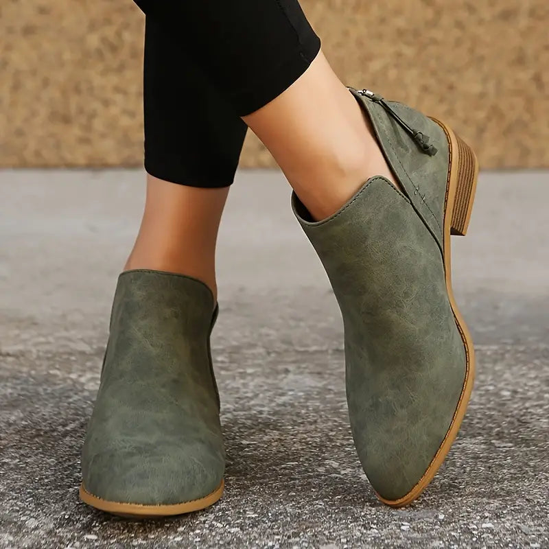 EB | V-Ausschnitt Chic Dicke Absatzstiefel für Damen