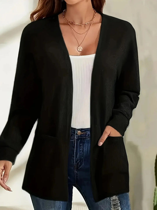 EB | Stilvolle Strickjacke mit Offener Front & Taschen