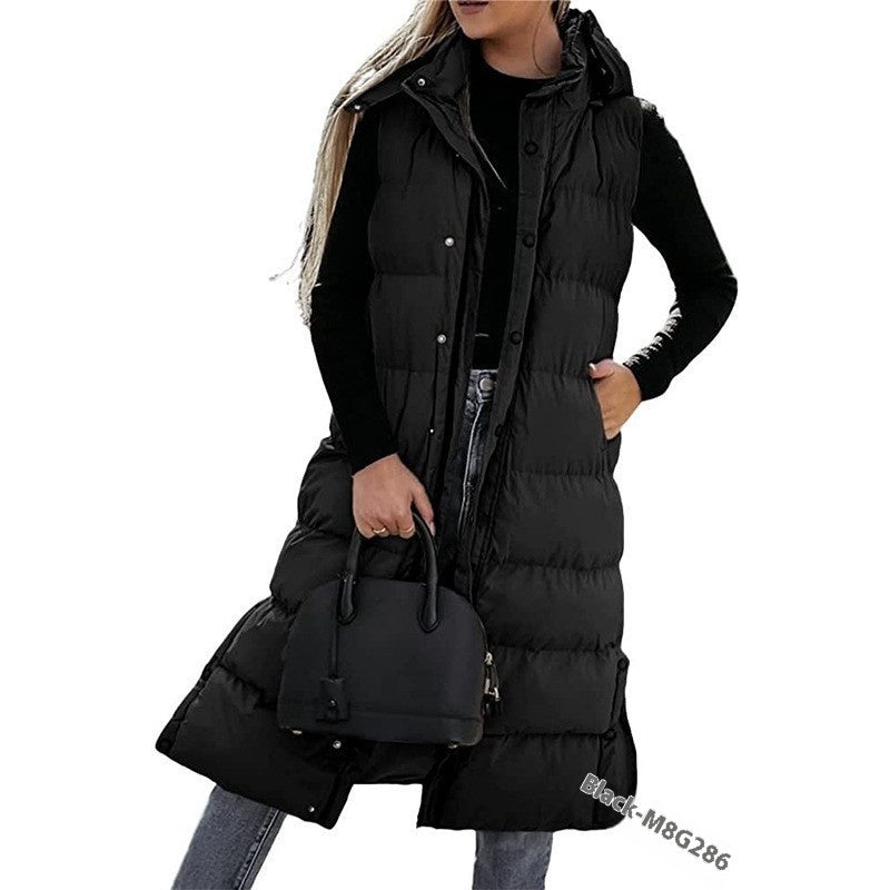 EB | Ärmellose, Lässige Steppjacke mit Kapuze und Reißverschluss