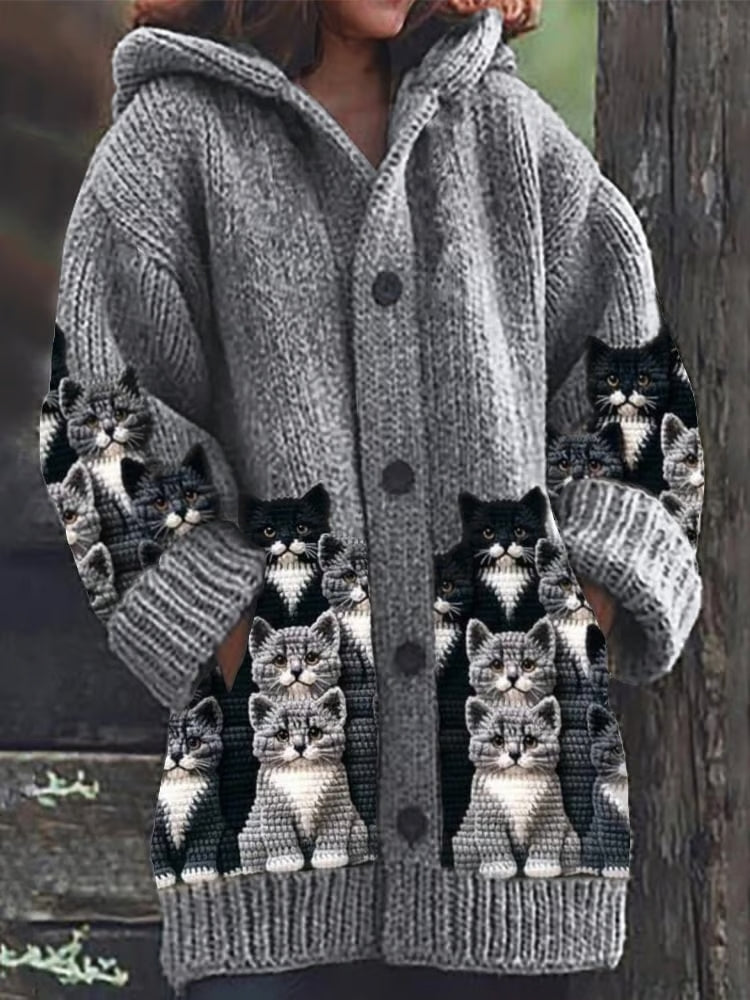 EB | Skurrile Katze Strickjacke