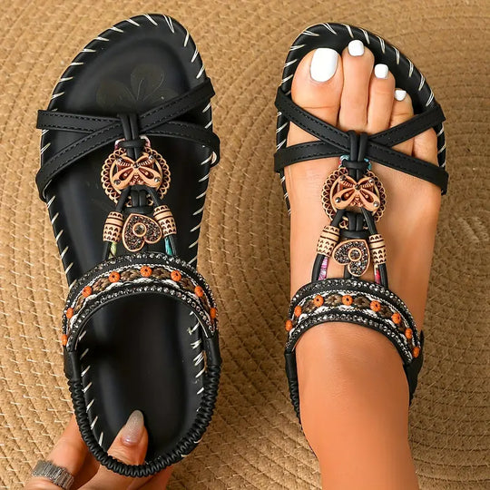 EB | Elegante Orthopädische Sandalen Schmetterling Strass