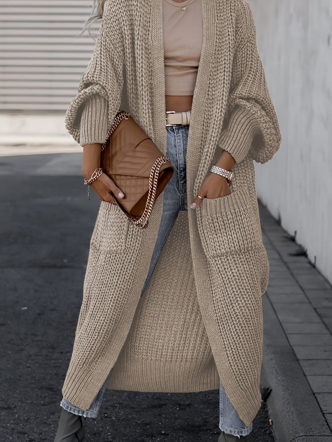 EB | Lässige Gestrickte Weste Mit Taschen