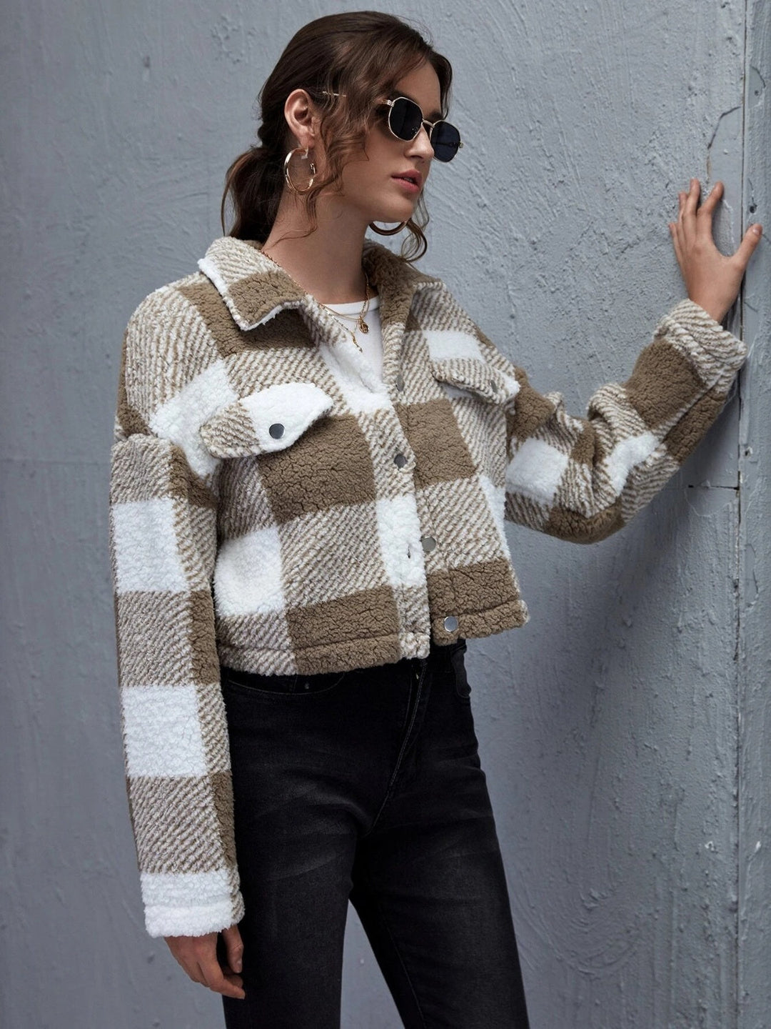 EB | Karierter Button-Down-Kragenjacke
