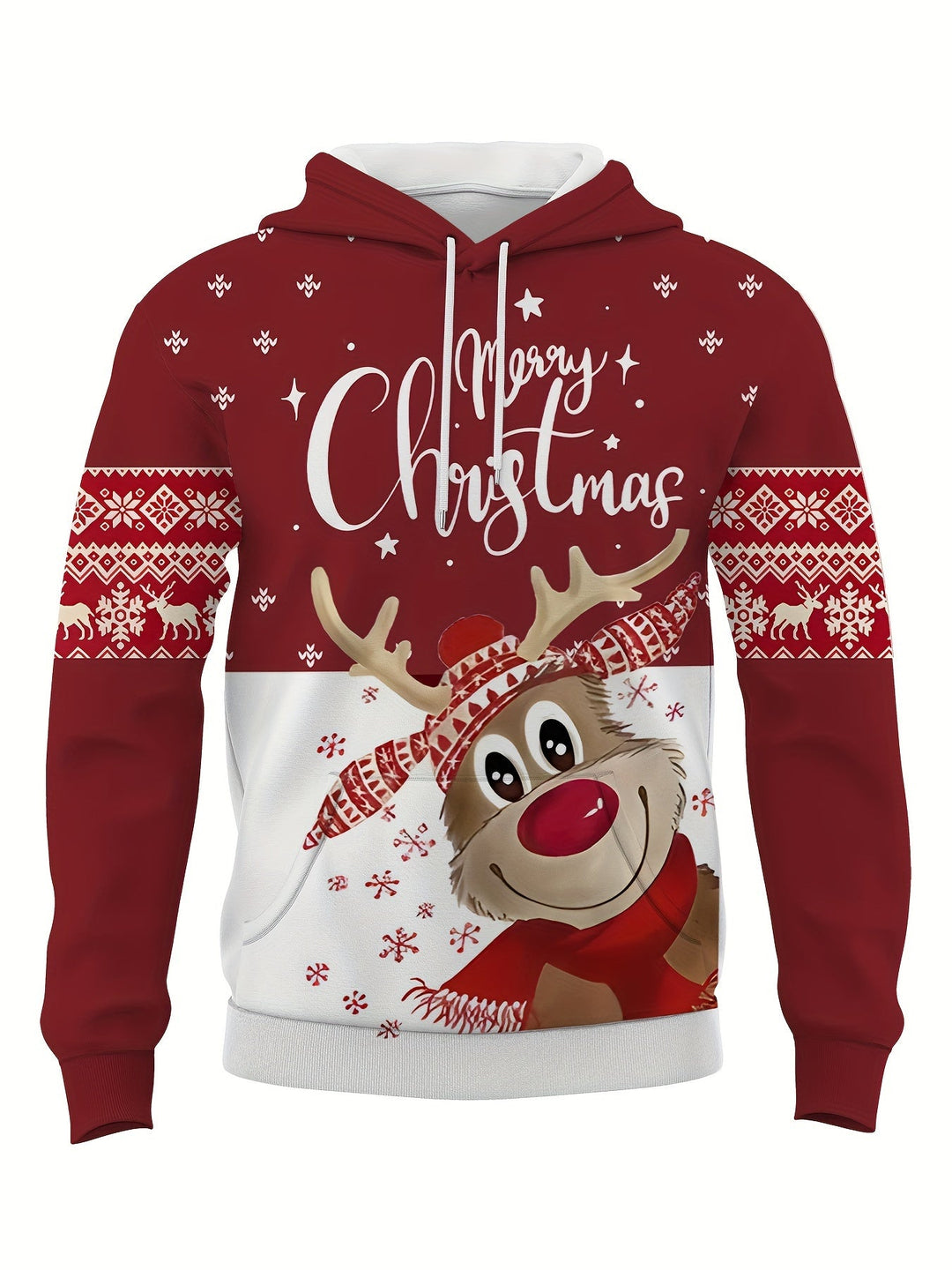 EB | Hoodie mit Weihnachtsdruck Polyester Frohe Weihnachten Rentier Design