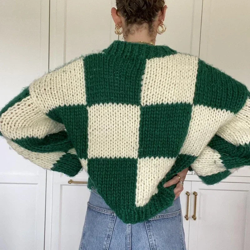 EB | Gemütlicher Karo Kurzer Pullover