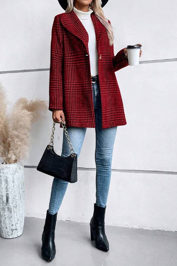 EB | Kollektion Karierter Kragen Langarmjacke