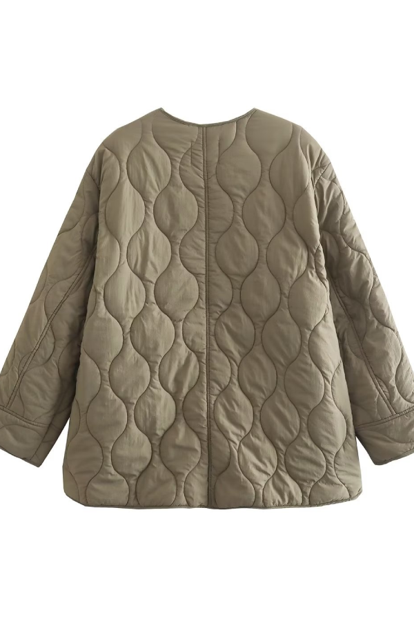 EB | Farbe Lockere Runde Hals Gepolsterte Jacke