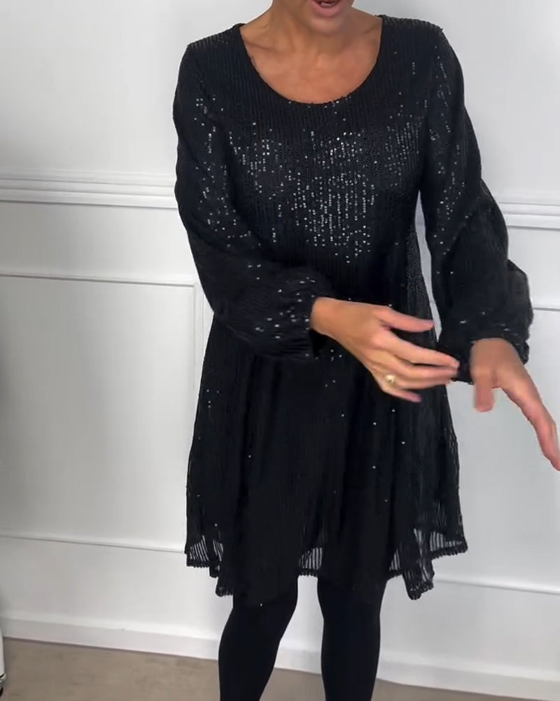 EB | Elegante Laterne Ärmel Pailletten A-Linie
