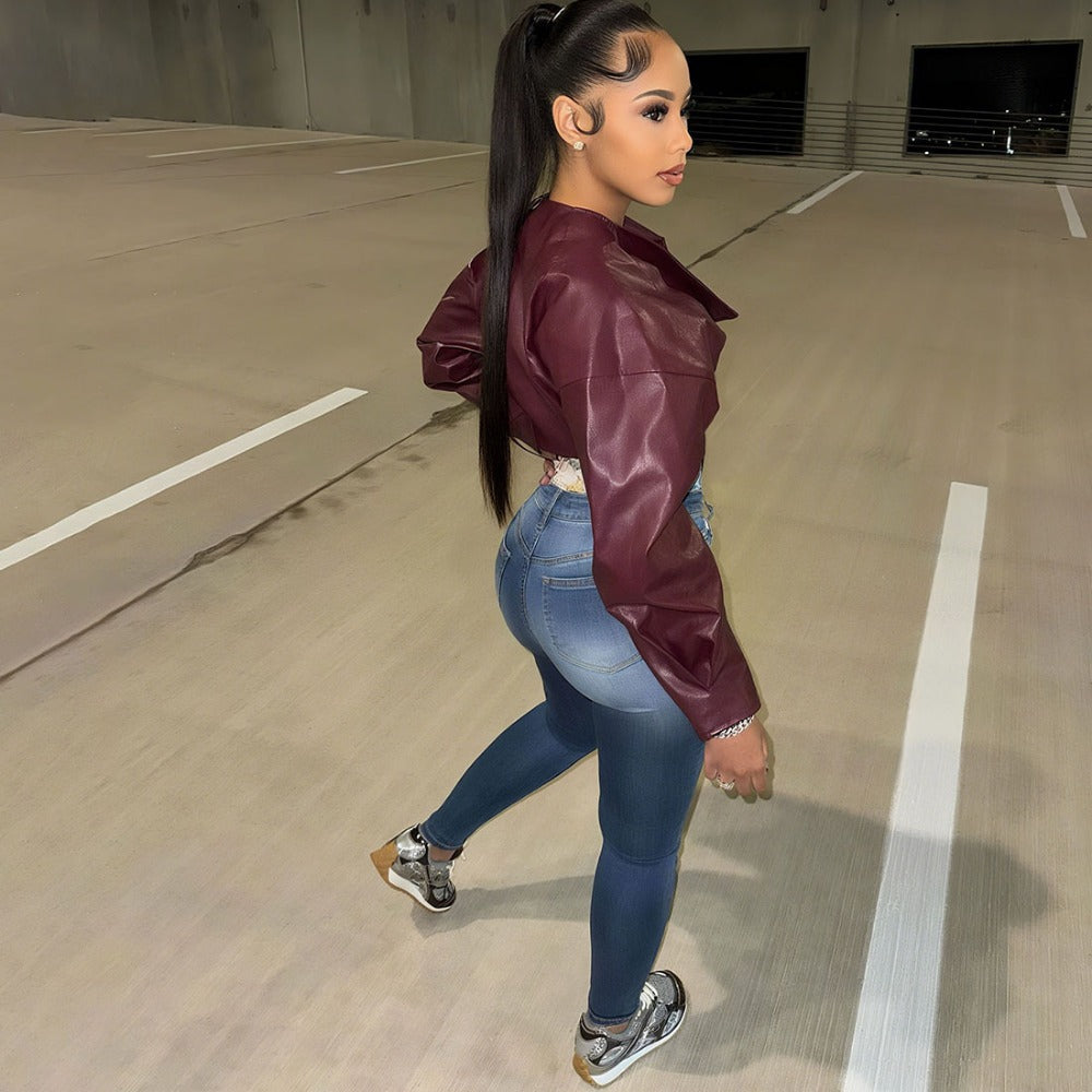 EB | Kunstleder Cropped Jack für Damen