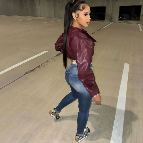 EB | Kunstleder Cropped Jack für Damen