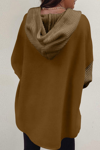 EB | Langärmelige Bluse mit Kapuze und Knöpfen Baumwollmischung Komfort und Stil