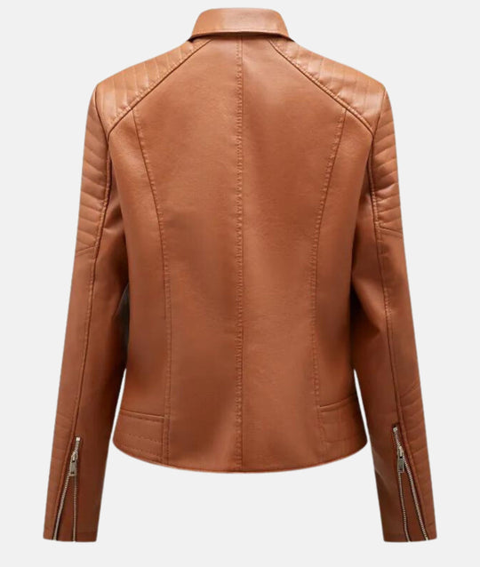EB | Stylische Damen Bikerjacke Aus Kunstleder