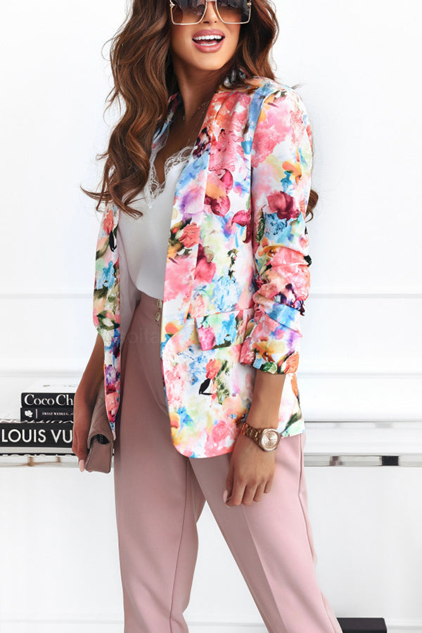 EB | Freie und Echte Florale Revers Freizeitanzug Blazer