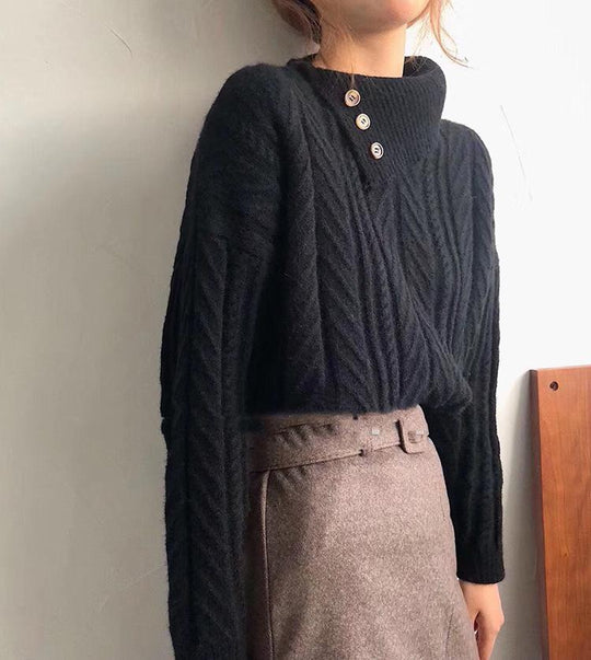 EB | Strickpullover mit Asymmetrischem Kragen Weich und Elegant Zeitloses Design