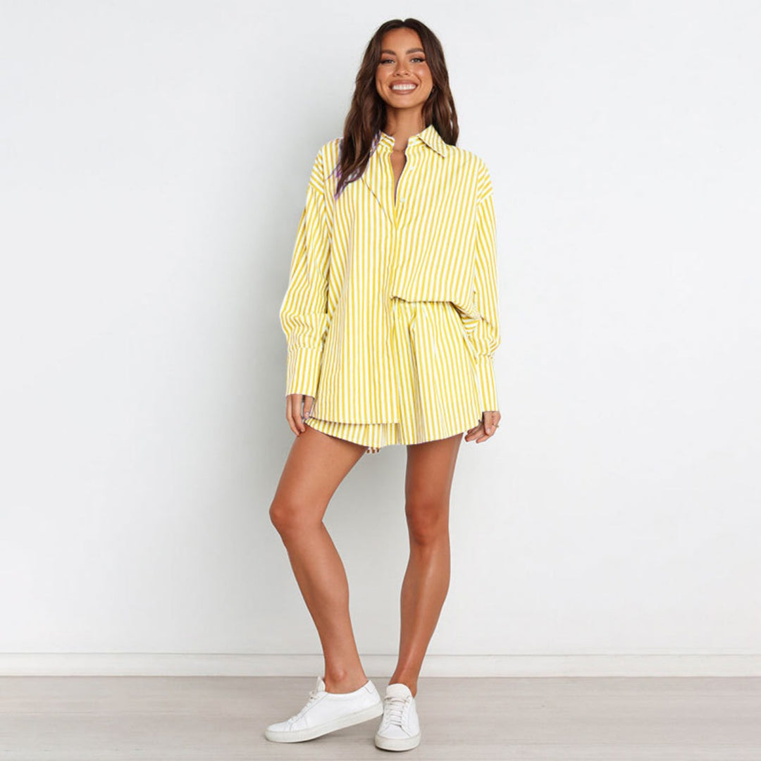 EB | Fashion Shirt Gestreift Langarm Zweiteiliges Set