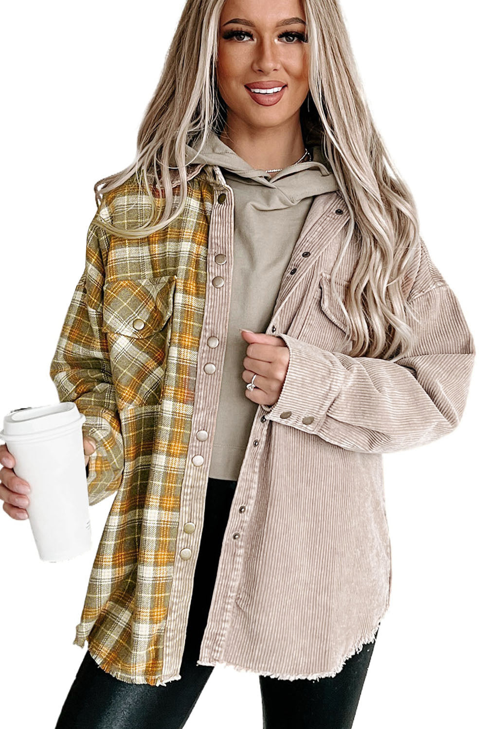 EB | Zweiseitige Hemdjacke Karomuster und Corddesign Stil und Komfort