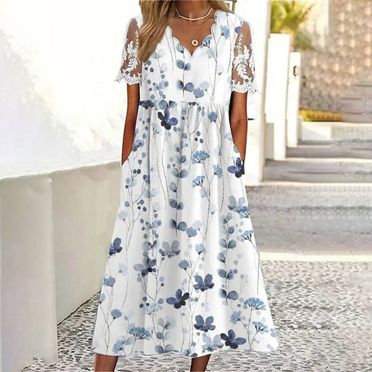 EB | Pendelkleid mit Blumendruck und V-Ausschnitt